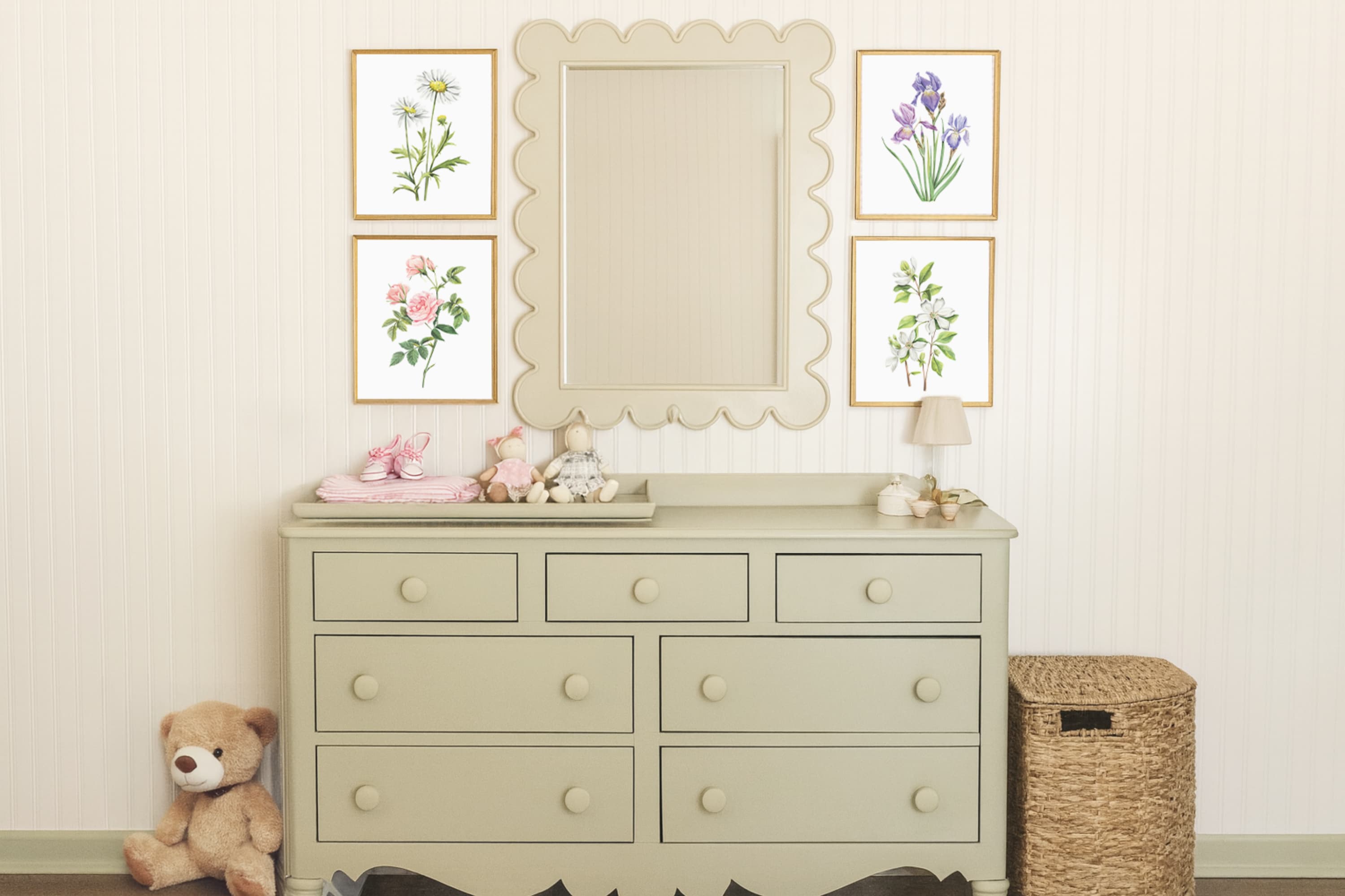 Watercolor Florals Art Print, Framed (12" x 16")