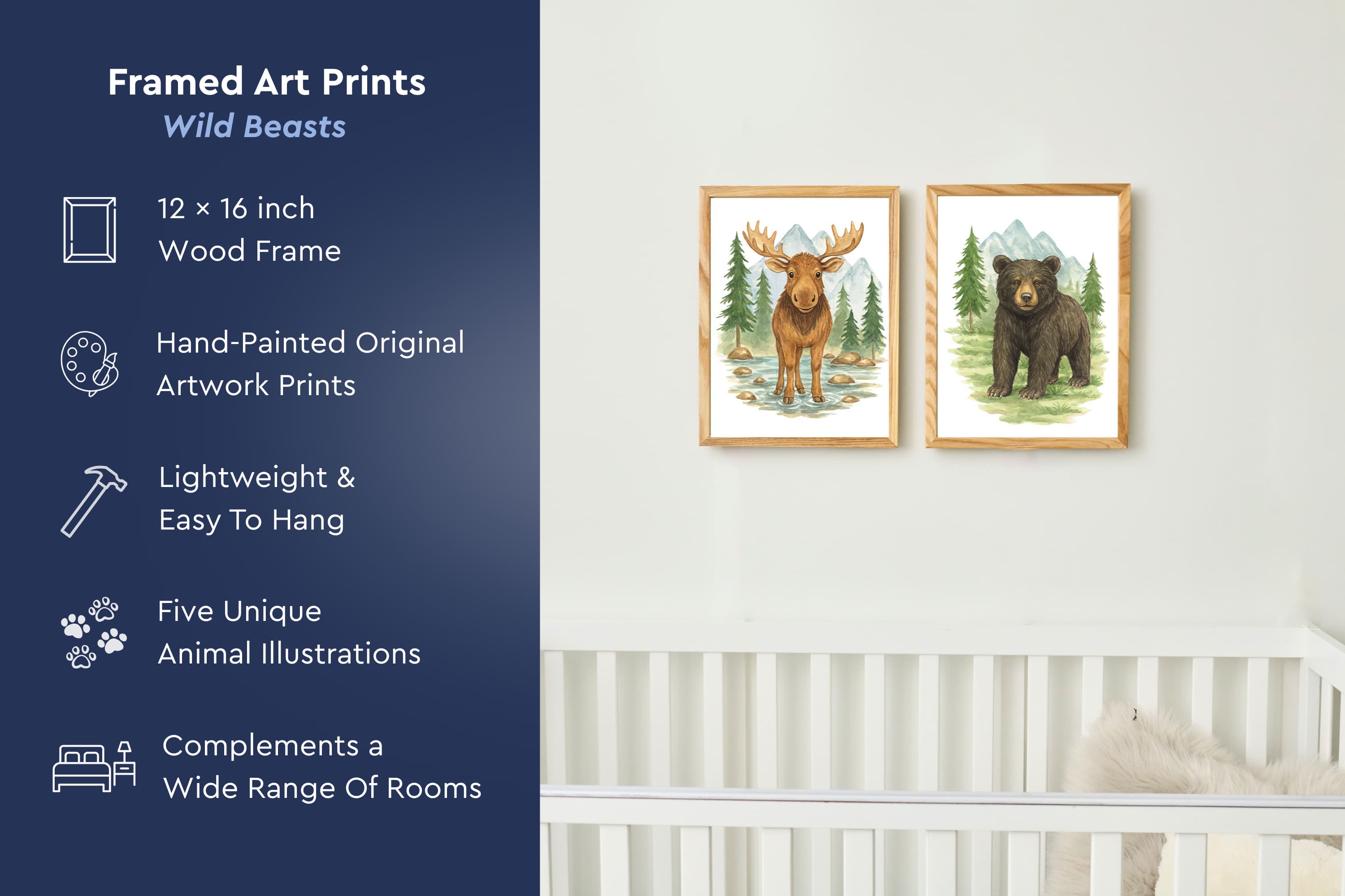 Wild Beasts Art Print, Framed (12" x 16")