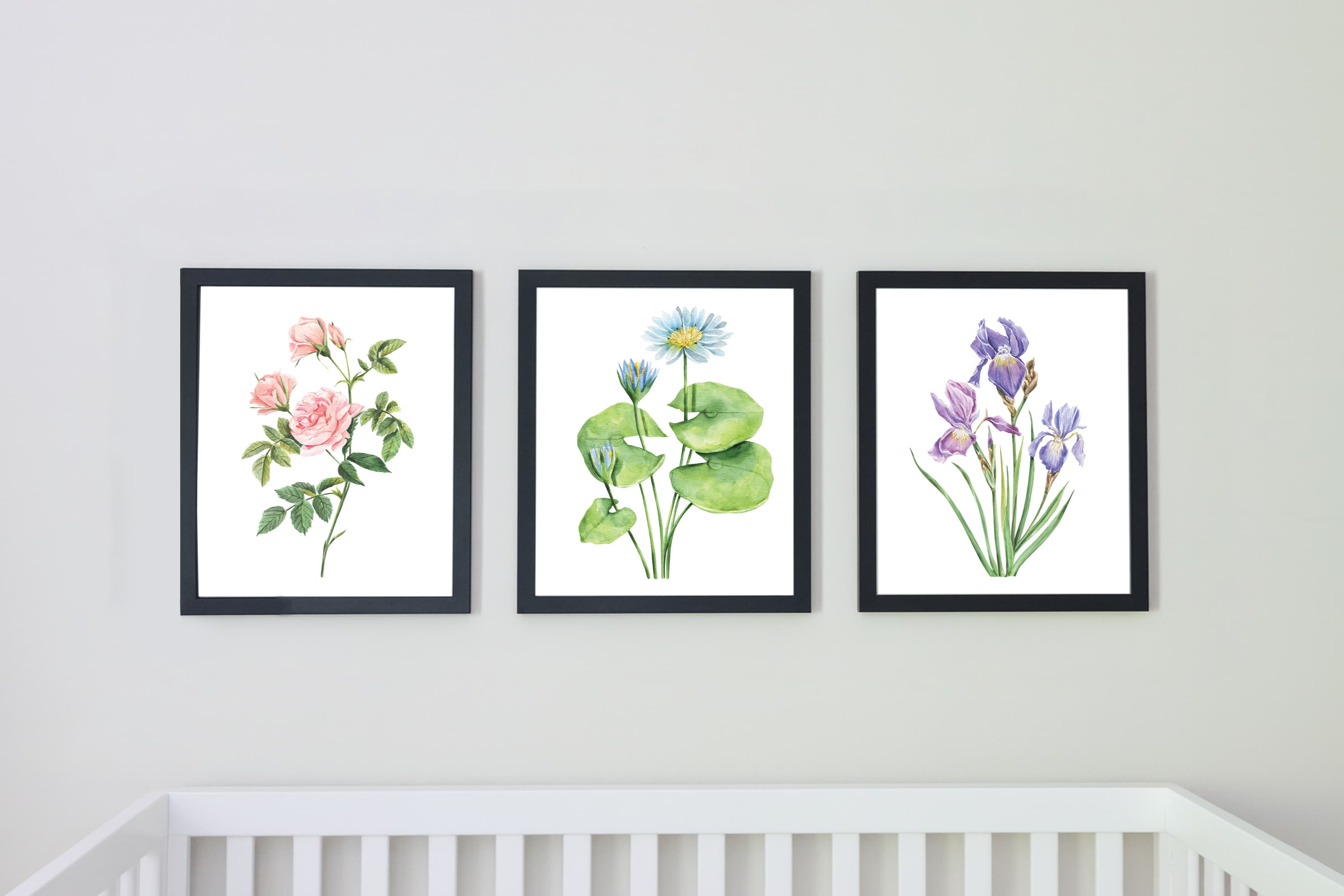 Watercolor Florals Art Print, Framed (12" x 16")